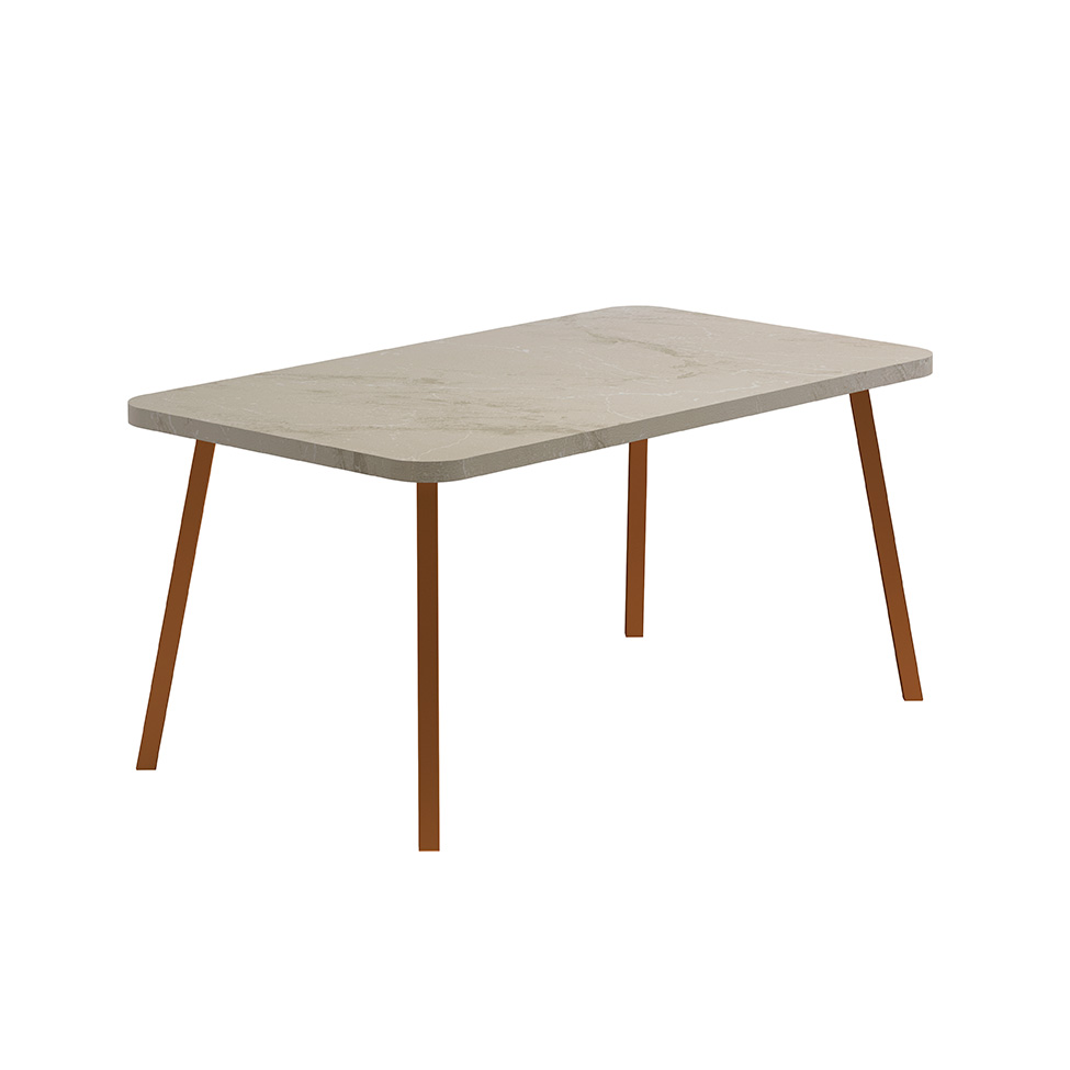 Mesa de Jantar Retangular com Tampo de MDP Stellar Petra e Rosê 160 cm
