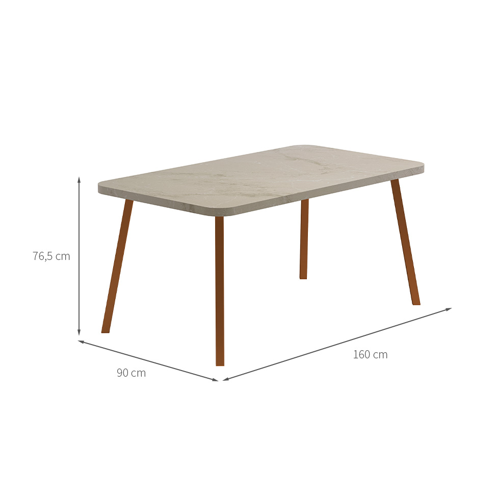 Mesa de Jantar Retangular com Tampo de MDP Stellar Petra e Rosê 160 cm