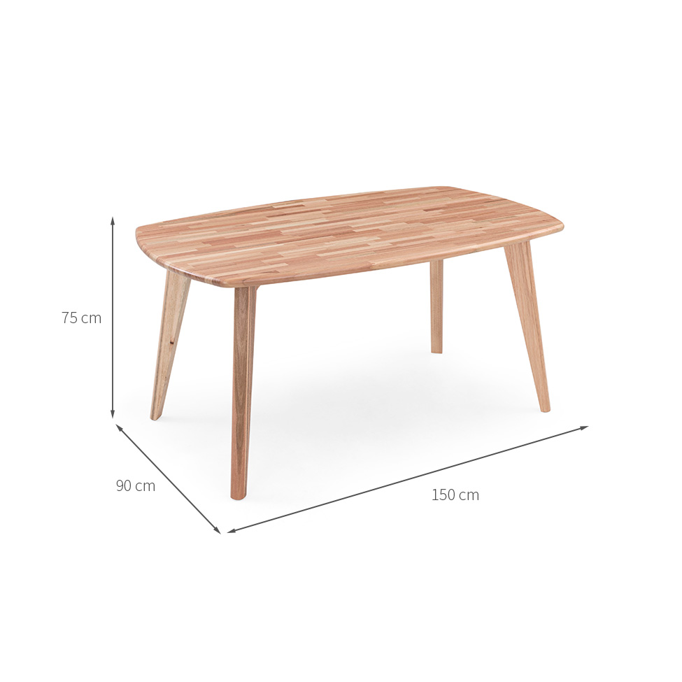 Mesa de Jantar Retangular com Tampo de Madeira Maciça Palmira Marrom Claro 150 cm