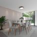 Mesa de Jantar Retangular com Tampo de Vidro Abbey Off White e Natural 184 cm