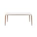 Mesa de Jantar Retangular com Tampo de Vidro Abbey Off White e Natural 184 cm