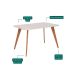Mesa de Jantar Retangular com Tampo de Vidro Acerola Off White e Madeira 130 cm
