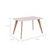 Mesa de Jantar Retangular com Tampo de Vidro Acerola Off White e Madeira 130 cm