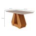 Mesa de Jantar Retangular com Tampo de Vidro Agata Off White e Nature 130 cm