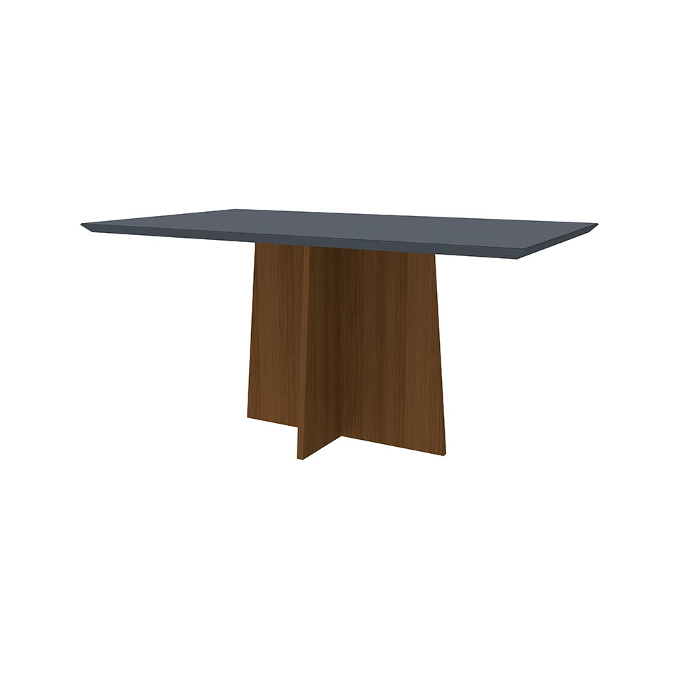 Mesa de Jantar Retangular com Tampo de Vidro Ana Cinza e Imbuia 160 cm
