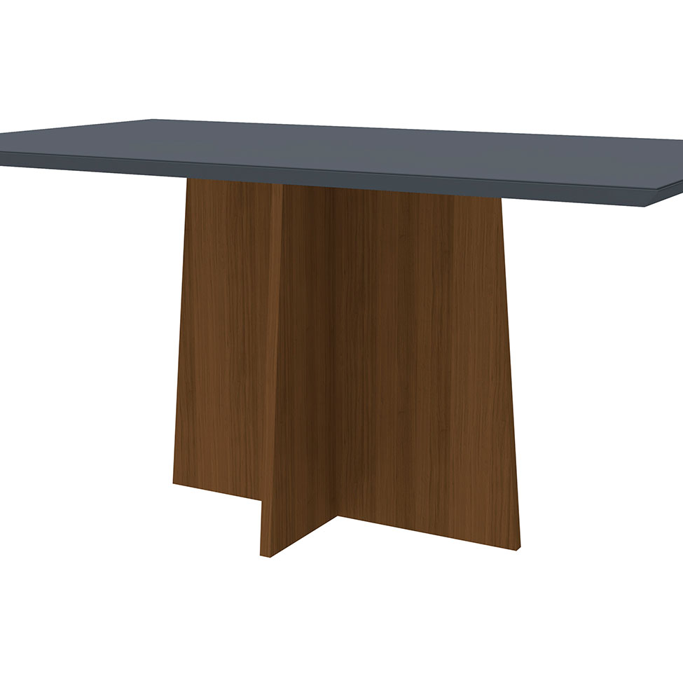 Mesa de Jantar Retangular com Tampo de Vidro Ana Cinza e Imbuia 160 cm