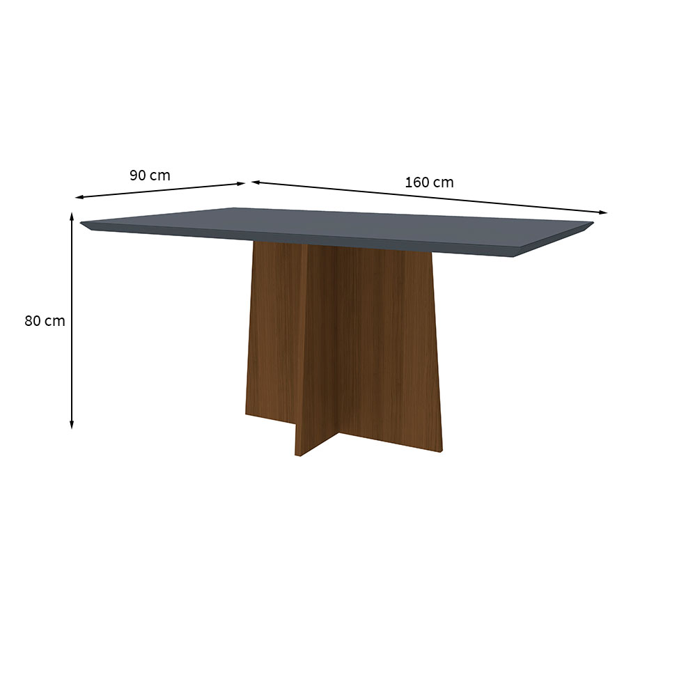 Mesa de Jantar Retangular com Tampo de Vidro Ana Cinza e Imbuia 160 cm