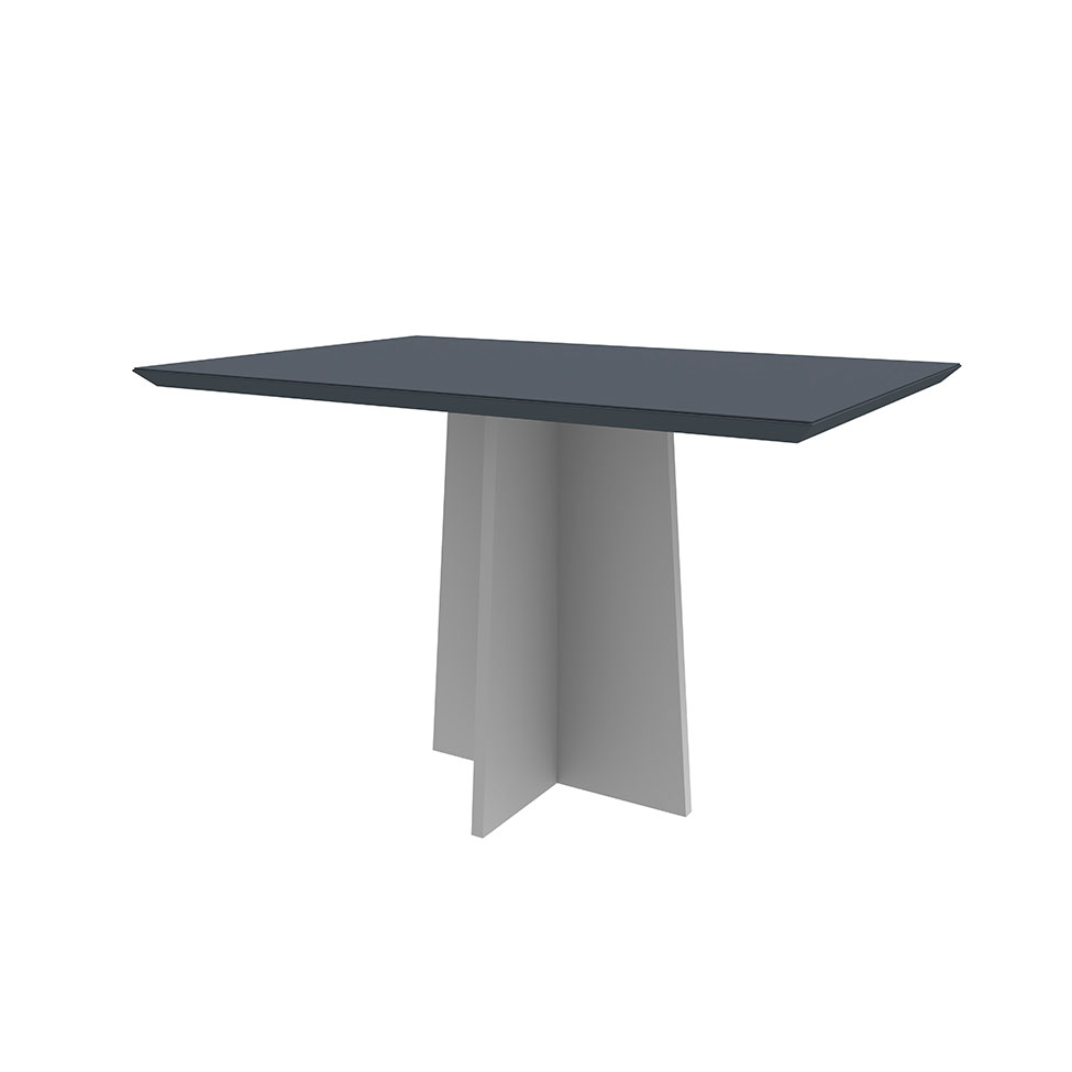 Mesa de Jantar Retangular com Tampo de Vidro Ana Cinza e Off White 120 cm