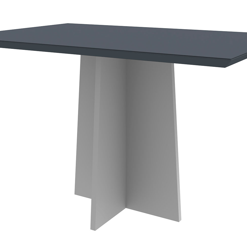Mesa de Jantar Retangular com Tampo de Vidro Ana Cinza e Off White 120 cm