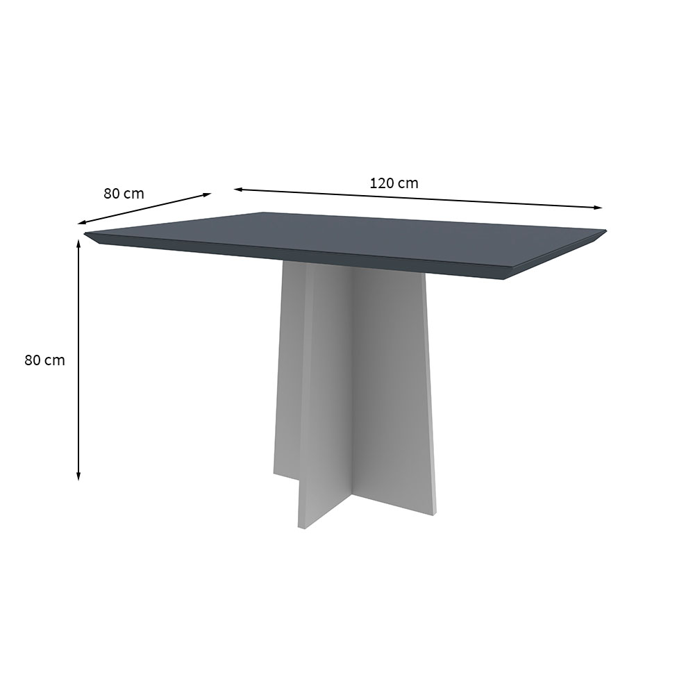 Mesa de Jantar Retangular com Tampo de Vidro Ana Cinza e Off White 120 cm
