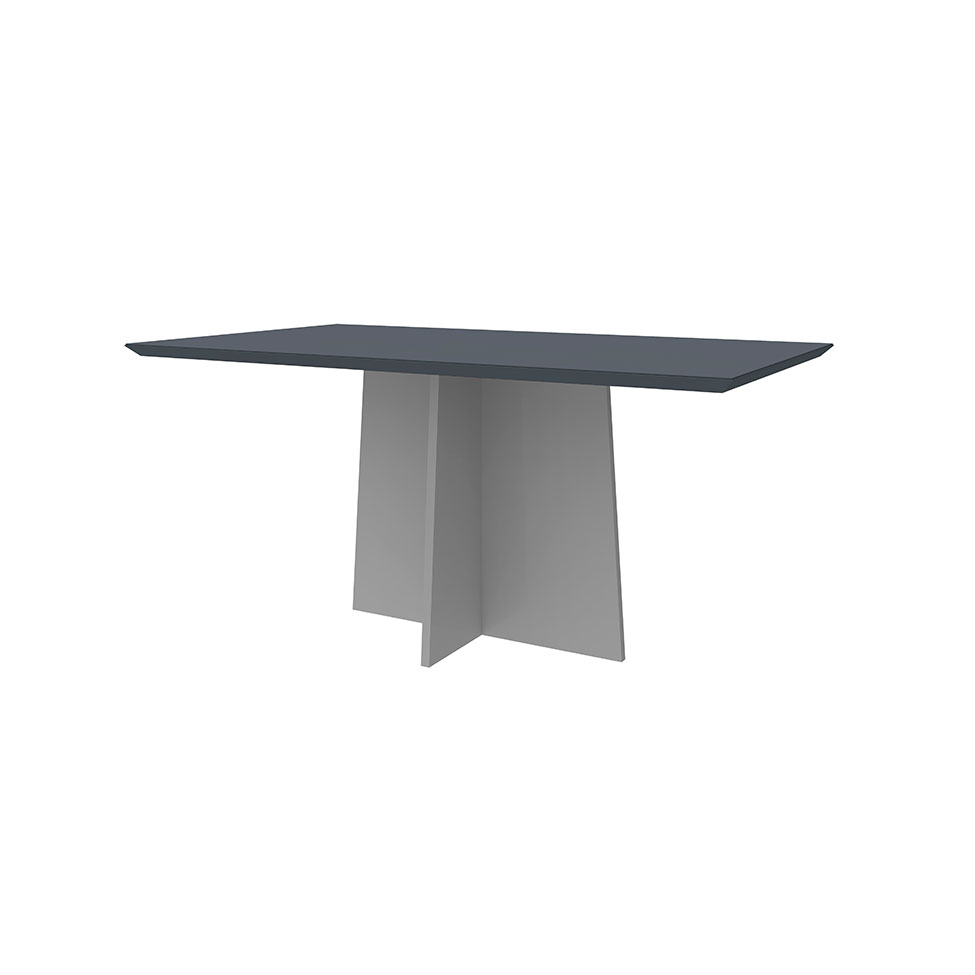 Mesa de Jantar Retangular com Tampo de Vidro Ana Cinza e Off White 160 cm