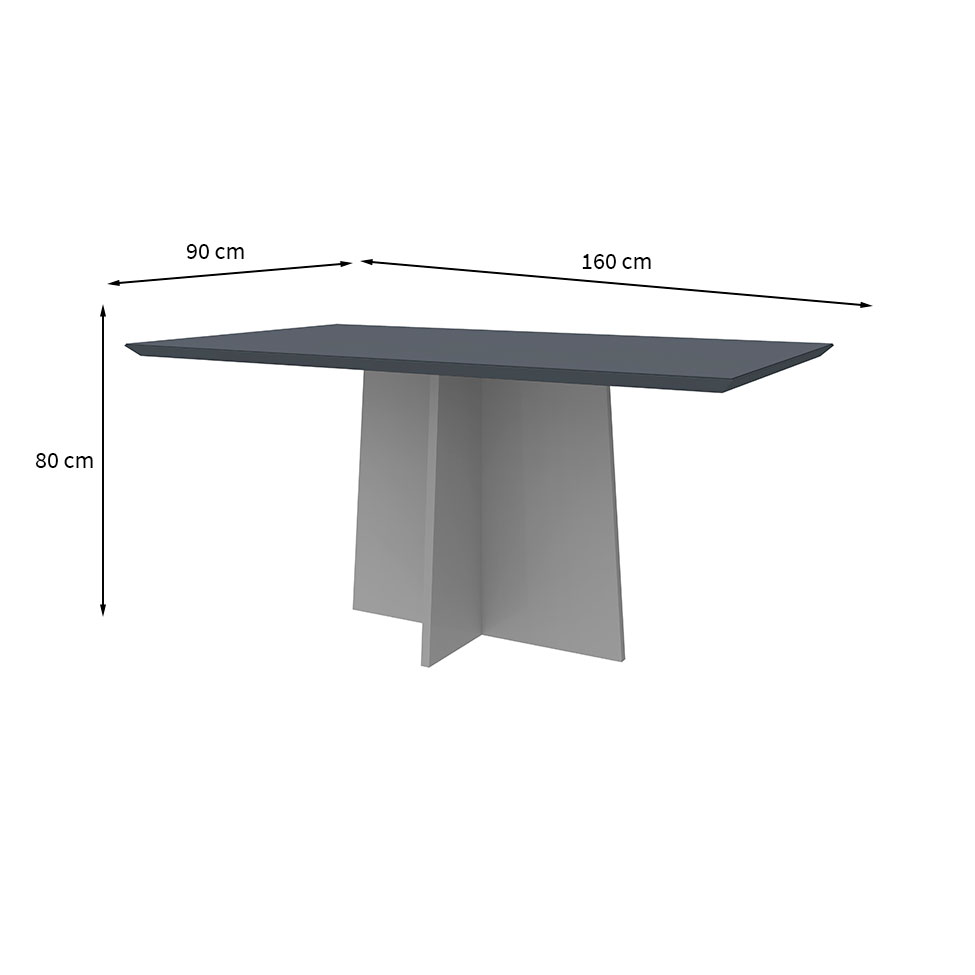 Mesa de Jantar Retangular com Tampo de Vidro Ana Cinza e Off White 160 cm