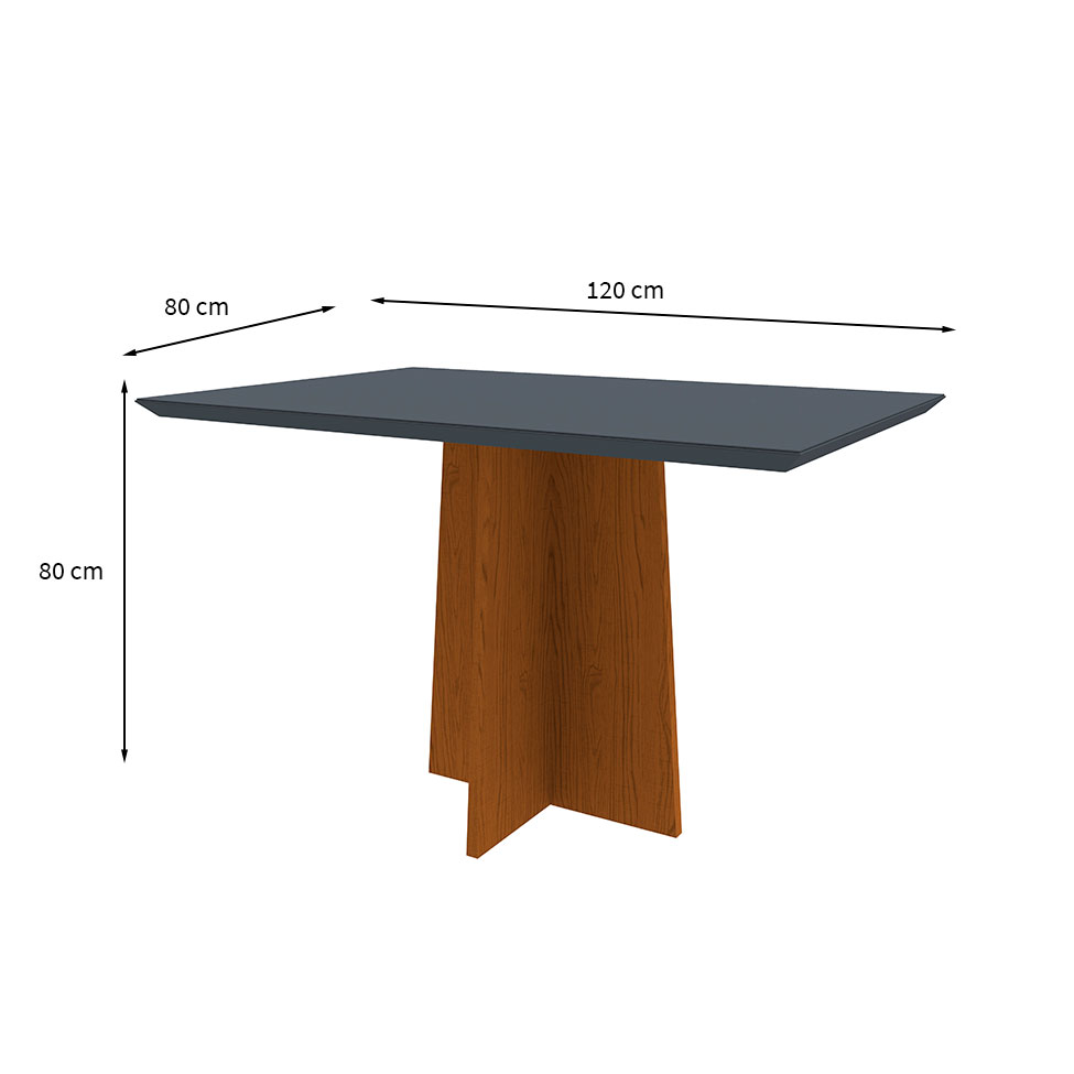 Mesa de Jantar Retangular com Tampo de Vidro Ana Cinza e Ype 120 cm