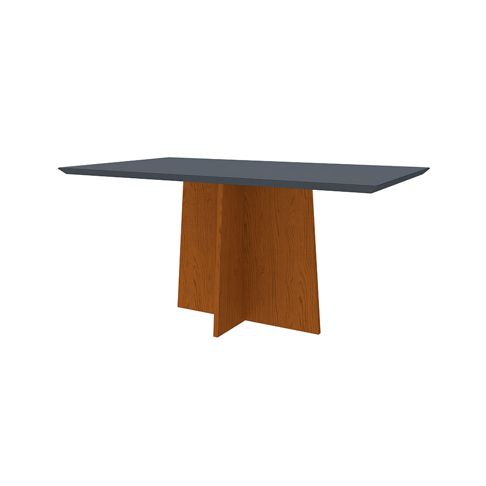 Mesa de Jantar Retangular com Tampo de Vidro Ana Cinza e Ype 160 cm