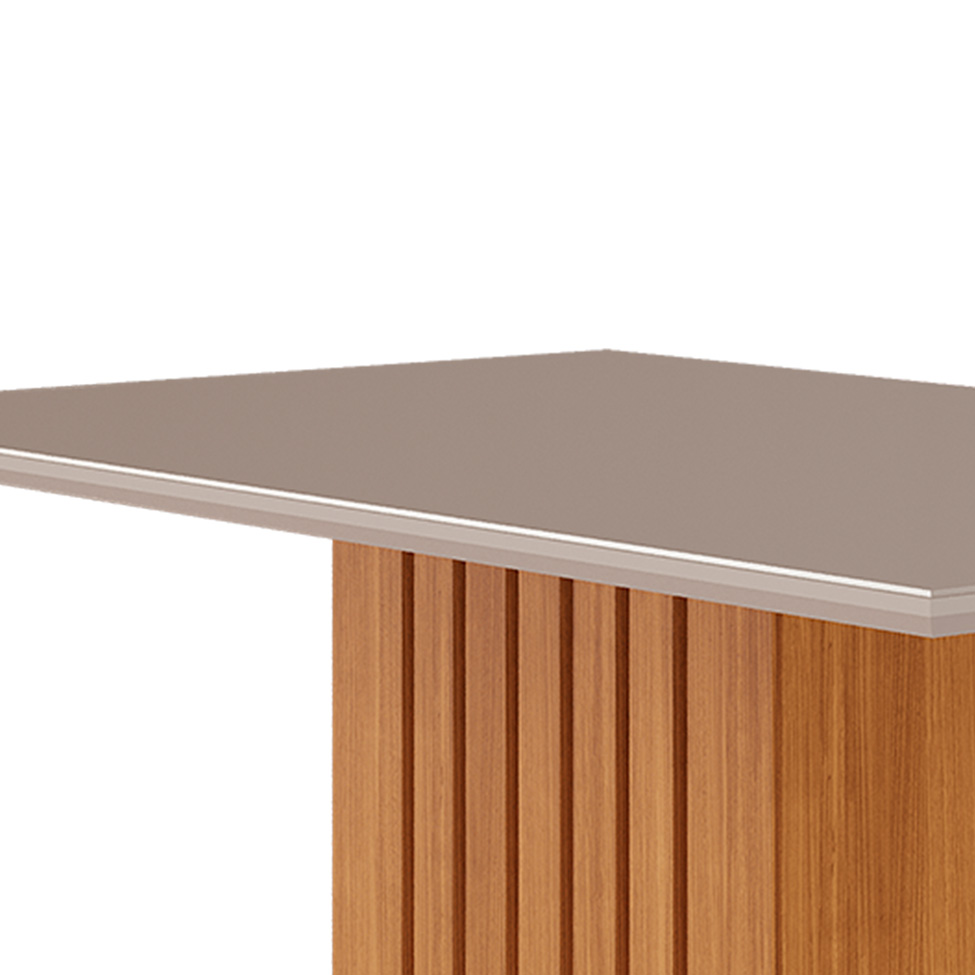 Mesa de Jantar Retangular com Tampo de Vidro Ana Off White e Nature 130 cm