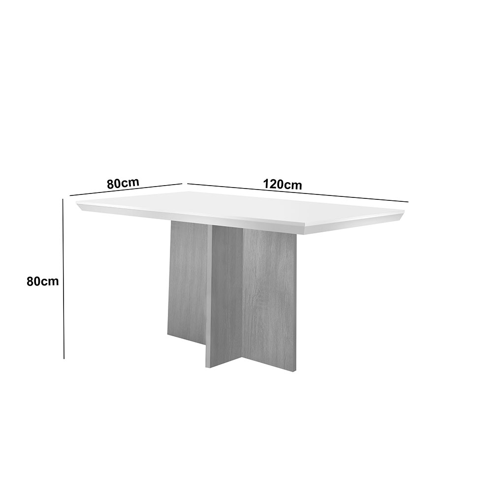 Mesa de Jantar Retangular com Tampo de Vidro Ane Imbuia e Grafite
