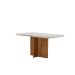 Mesa de Jantar Retangular com Tampo de Vidro Ane Ripado Imbuia e Off White