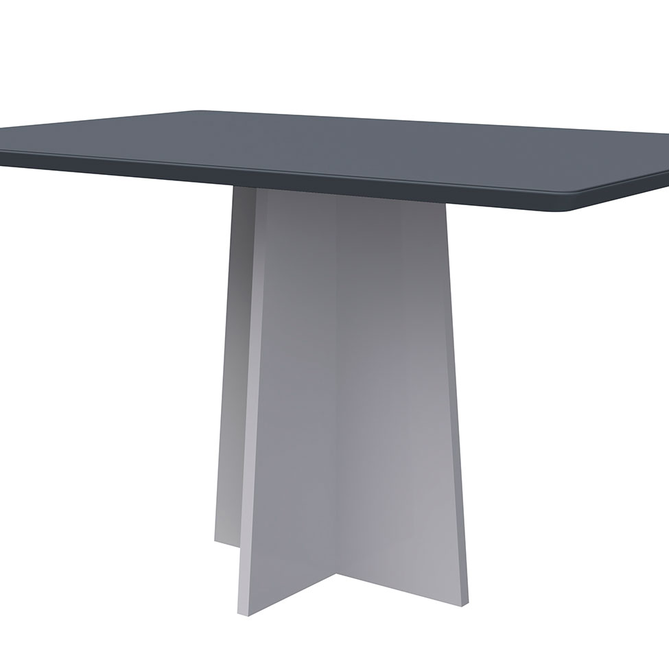 Mesa de Jantar Retangular com Tampo de Vidro Anitta Cinza e Off White 135 cm