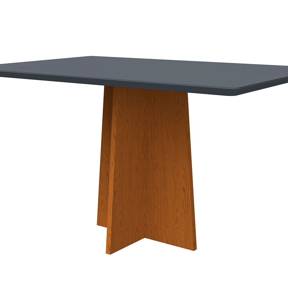 Mesa de Jantar Retangular com Tampo de Vidro Anitta Cinza e Ype 135 cm