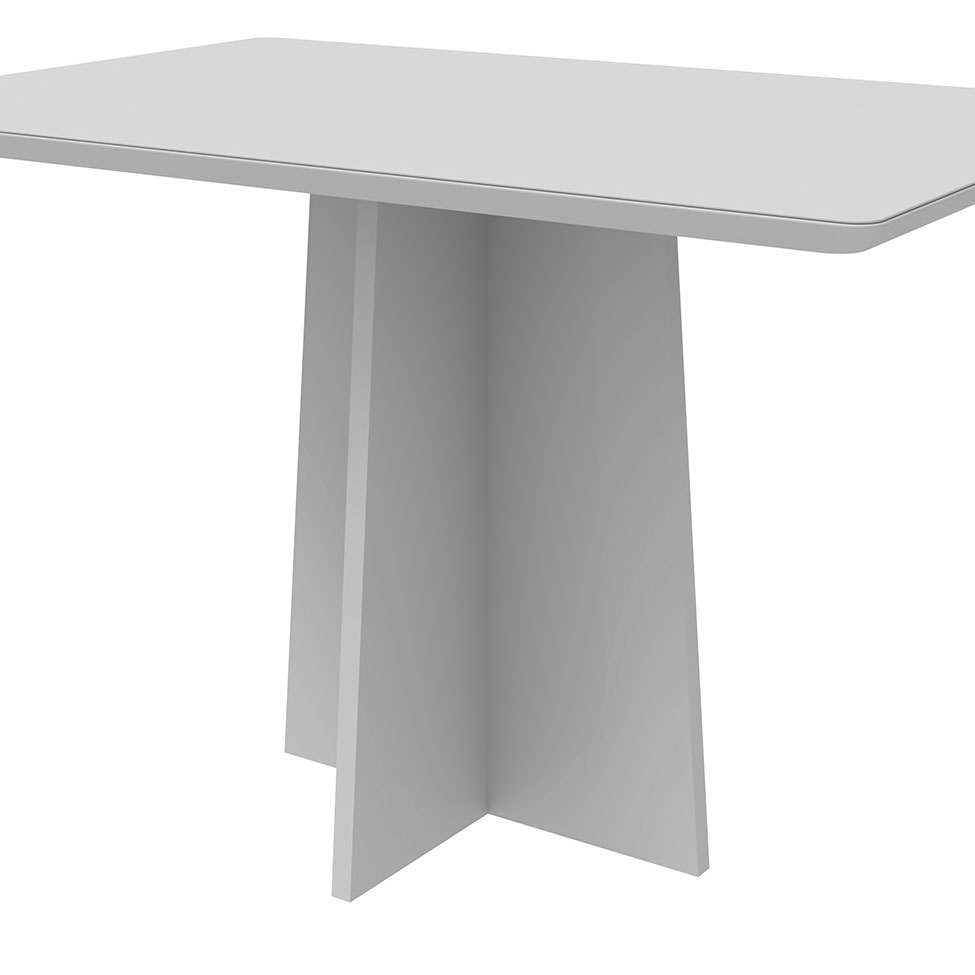 Mesa de Jantar Retangular com Tampo de Vidro Anitta Off White 120 cm