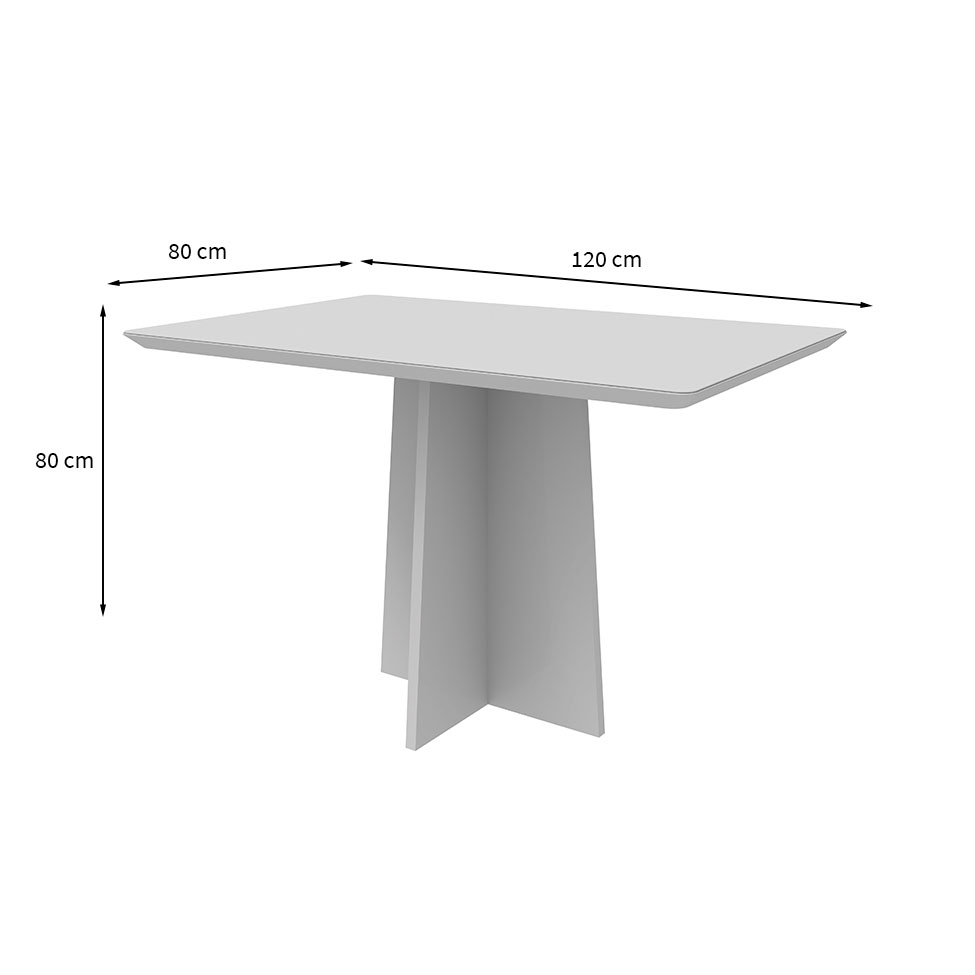 Mesa de Jantar Retangular com Tampo de Vidro Anitta Off White 120 cm