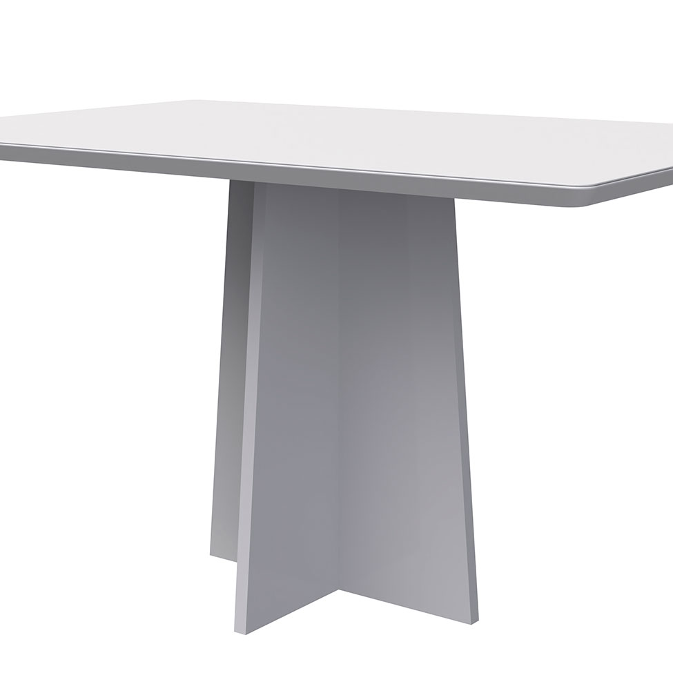 Mesa de Jantar Retangular com Tampo de Vidro Anitta Off White 135 cm