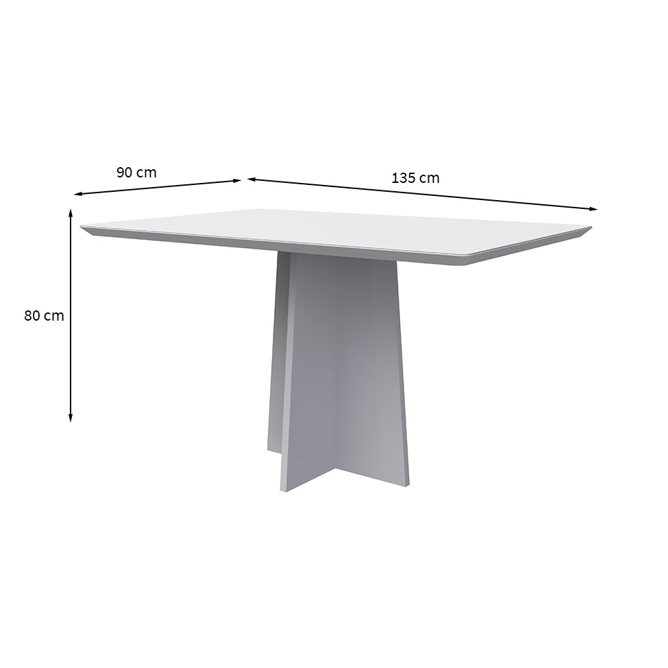 Mesa de Jantar Retangular com Tampo de Vidro Anitta Off White 135 cm