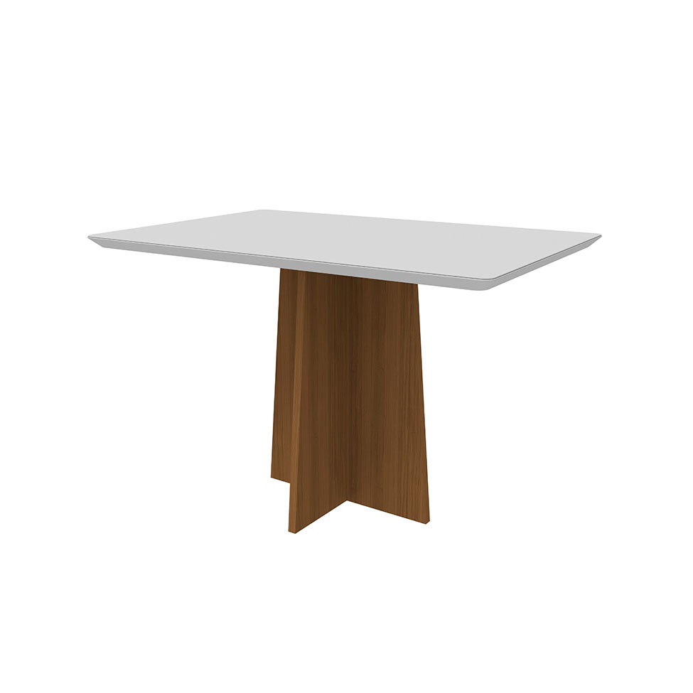 Mesa de Jantar Retangular com Tampo de Vidro Anitta Off White e Imbuia 120 cm