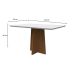 Mesa de Jantar Retangular com Tampo de Vidro Anitta Off White e Imbuia 135 cm