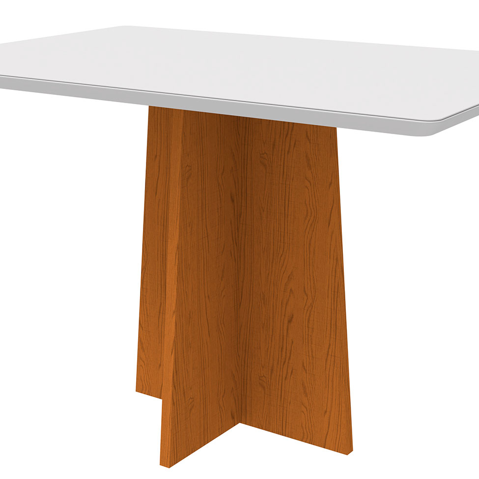 Mesa de Jantar Retangular com Tampo de Vidro Anitta Off White e Ype 120 cm
