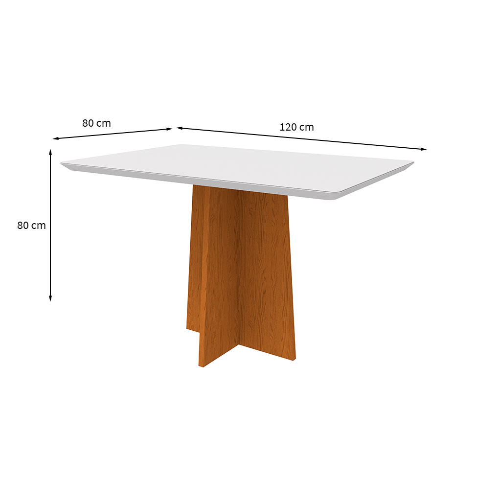 Mesa de Jantar Retangular com Tampo de Vidro Anitta Off White e Ype 120 cm