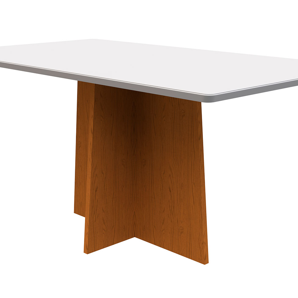 Mesa de Jantar Retangular com Tampo de Vidro Anitta Off White e Ype 160 cm