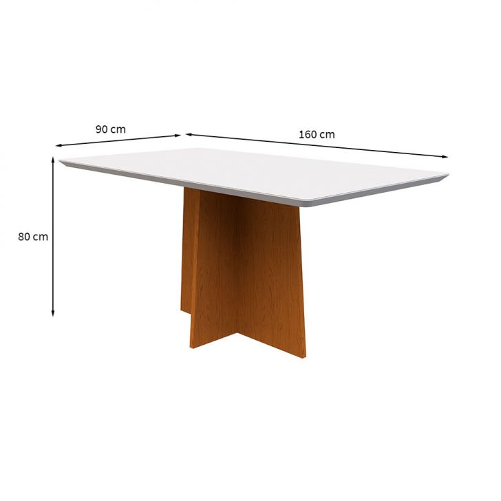 Mesa de Jantar Retangular com Tampo de Vidro Anitta Off White e Ype 160 cm