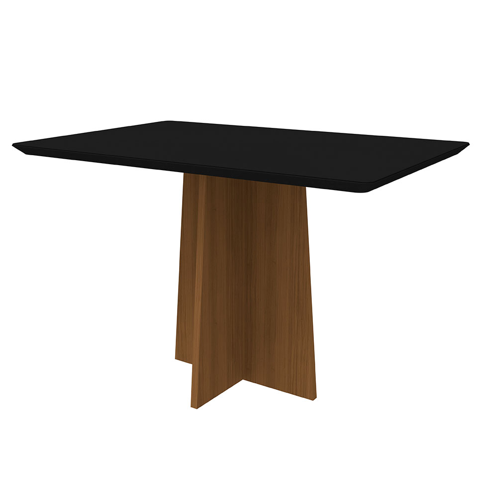 Mesa de Jantar Retangular com Tampo de Vidro Anitta Preta e Imbuia 120 cm
