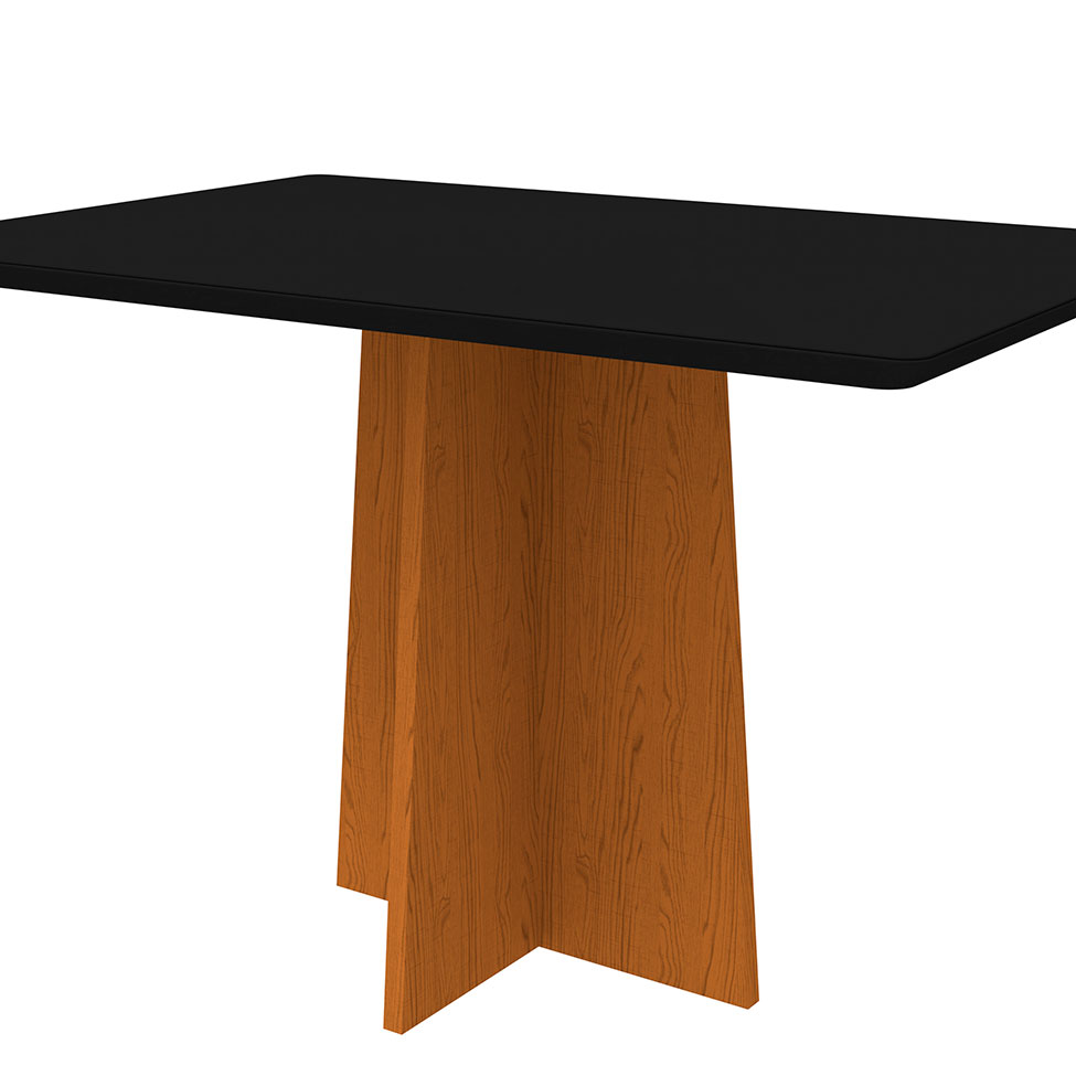 Mesa de Jantar Retangular com Tampo de Vidro Anitta Preta e Ype 120 cm