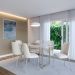 Mesa de Jantar Retangular com Tampo de Vidro Arcadia Off White e Champagne 160 cm