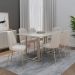 Mesa de Jantar Retangular com Tampo de Vidro Arcadia Off White e Champagne 184 cm