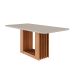 Mesa de Jantar Retangular com Tampo de Vidro Ariela Off White e Cinamomo 180 cm