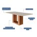 Mesa de Jantar Retangular com Tampo de Vidro Ariela Off White e Cinamomo 210 cm