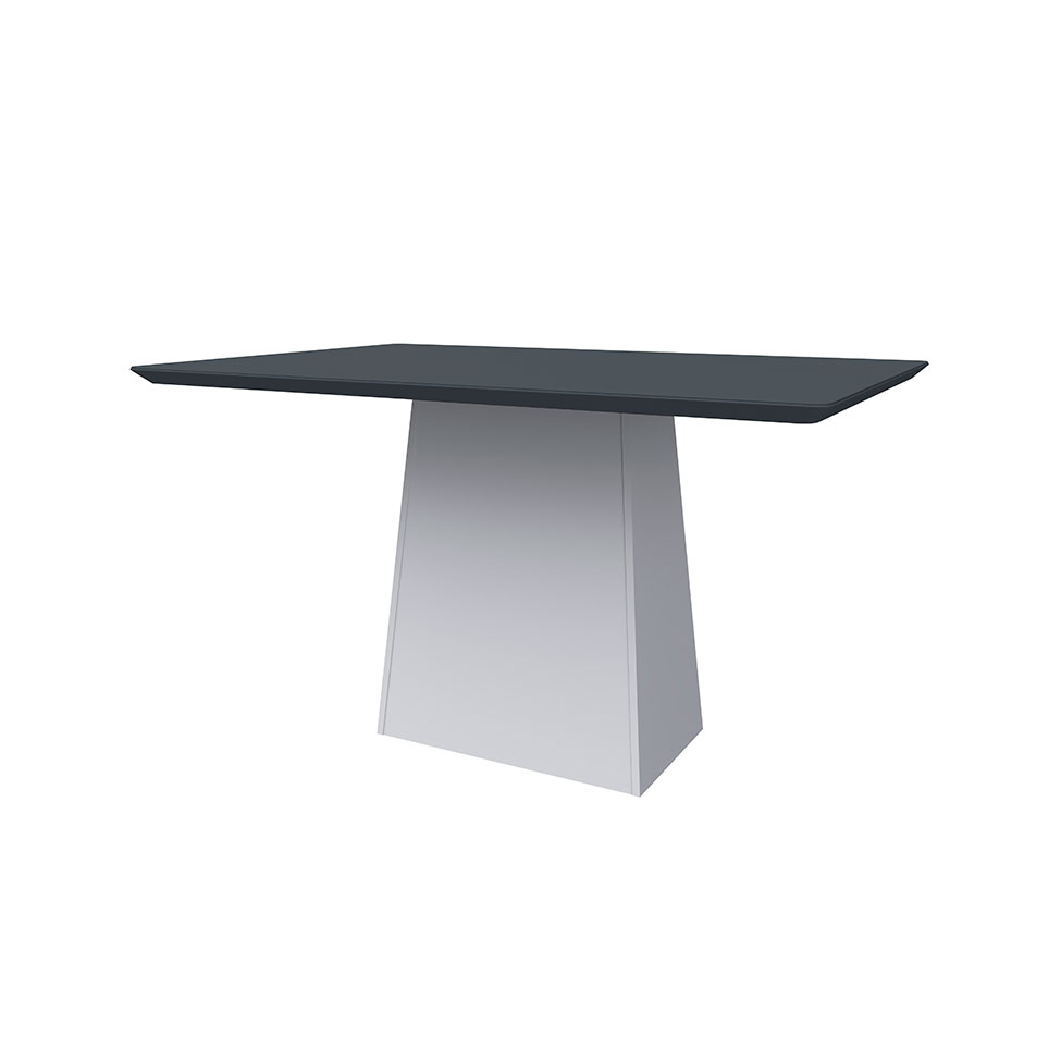Mesa de Jantar Retangular com Tampo de Vidro Bárbara Cinza e Off White 135 cm