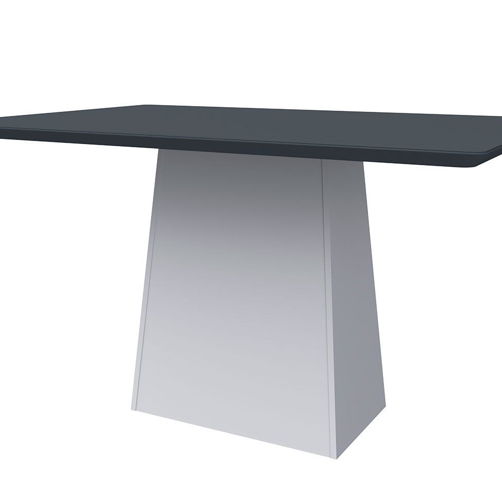 Mesa de Jantar Retangular com Tampo de Vidro Bárbara Cinza e Off White 135 cm