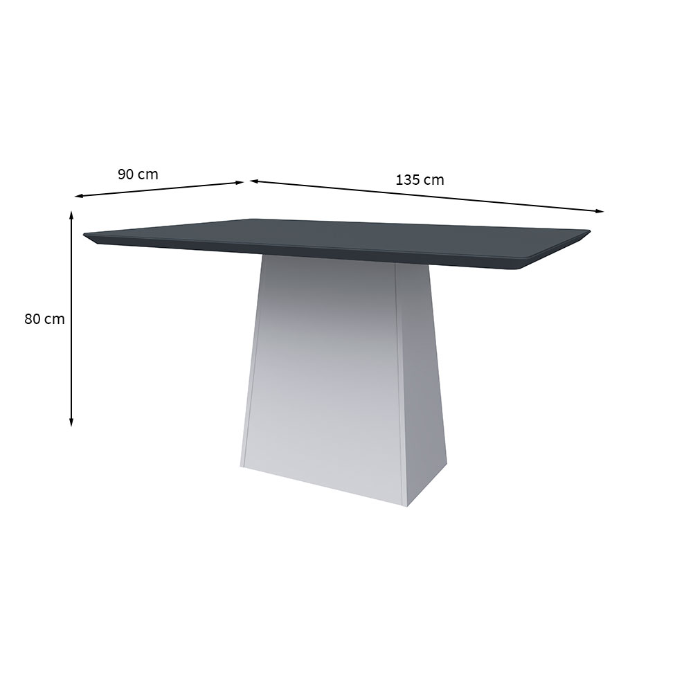 Mesa de Jantar Retangular com Tampo de Vidro Bárbara Cinza e Off White 135 cm