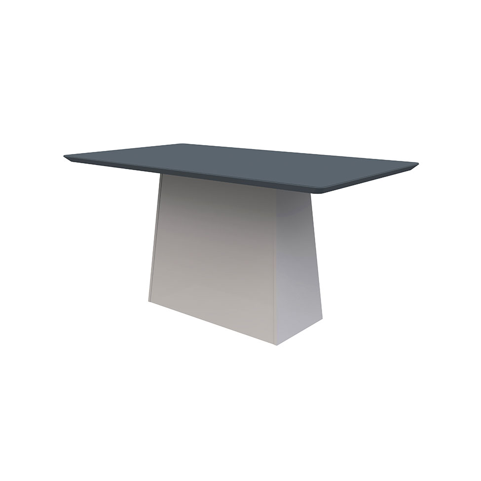Mesa de Jantar Retangular com Tampo de Vidro Bárbara Cinza e Off White 160 cm