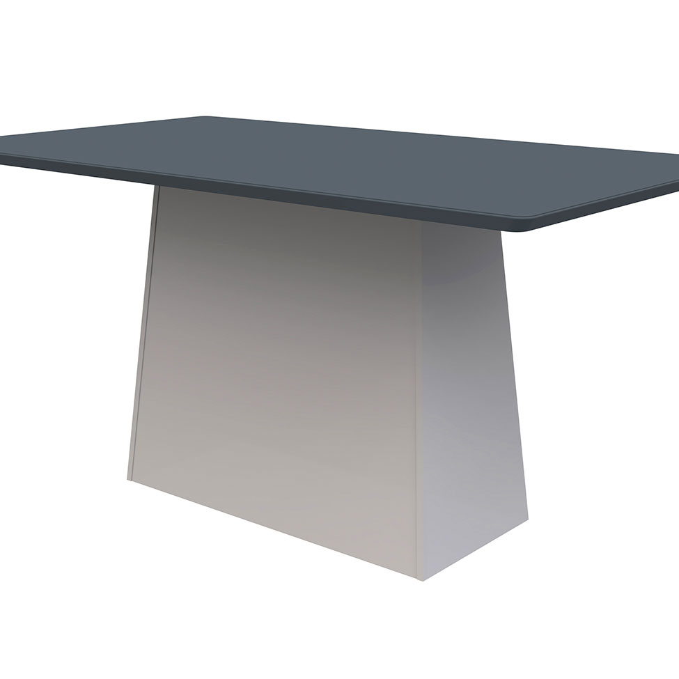 Mesa de Jantar Retangular com Tampo de Vidro Bárbara Cinza e Off White 160 cm