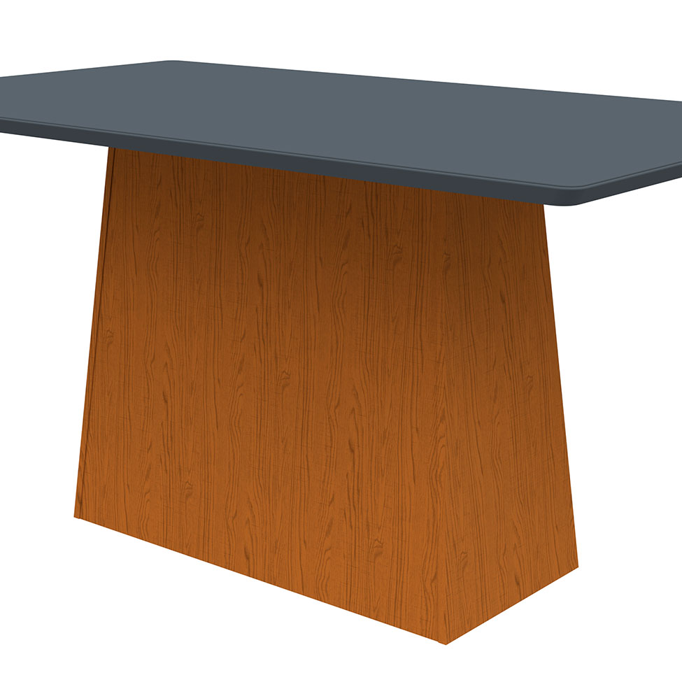 Mesa de Jantar Retangular com Tampo de Vidro Bárbara Cinza e Ype 160 cm