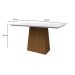Mesa de Jantar Retangular com Tampo de Vidro Bárbara Off White e Imbuia 135 cm
