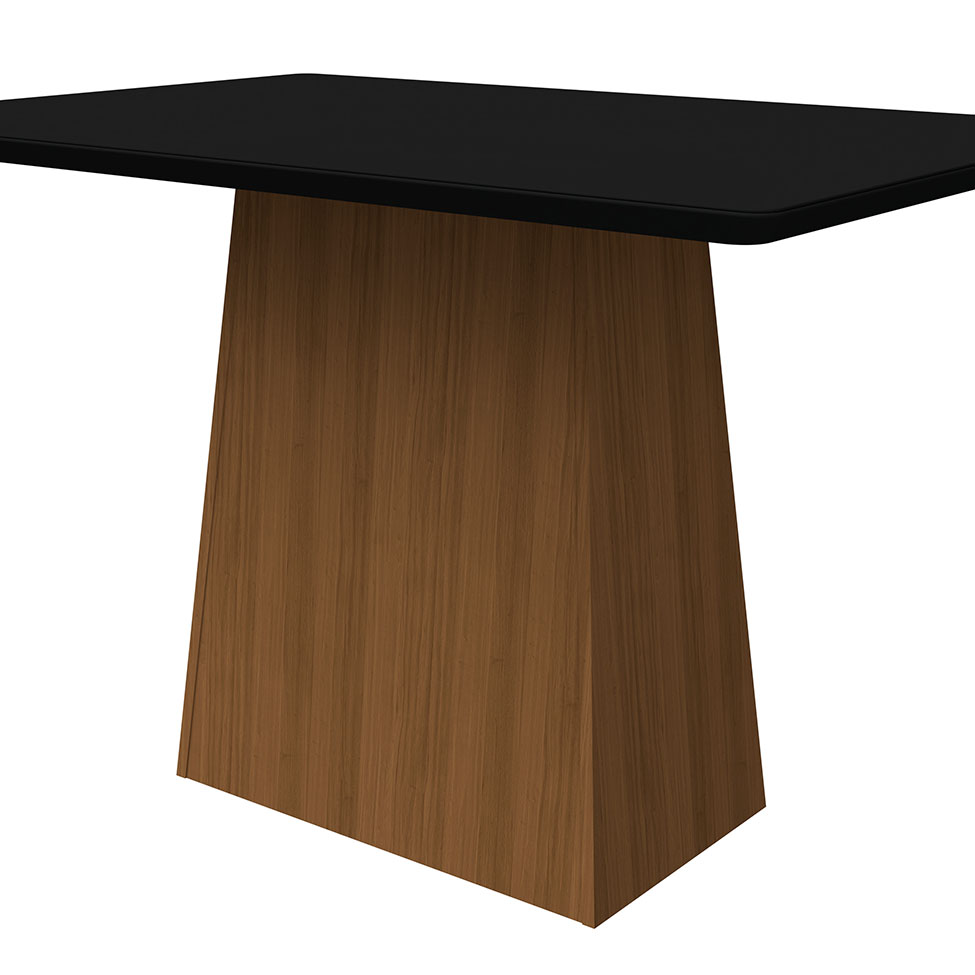 Mesa de Jantar Retangular com Tampo de Vidro Bárbara Preta e Imbuia 120 cm