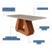 Mesa de Jantar Retangular com Tampo de Vidro Ágata Cinamomo e Off White 180 cm