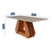 Mesa de Jantar Retangular com Tampo de Vidro Ágata Cinamomo e Off White 180 cm