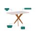 Mesa de Jantar Retangular com Tampo de Vidro Cacau Off White e Madeira 130 cm